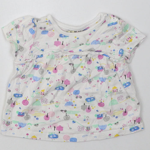Nutmeg Girls Multicoloured Geometric Cotton Basic Casual Size 3-6 Months Crew Neck Button