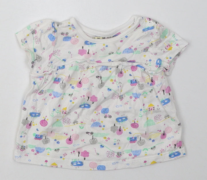 Nutmeg Girls Multicoloured Geometric Cotton Basic Casual Size 3-6 Months Crew Neck Button