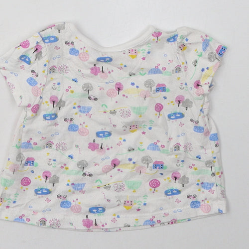 Nutmeg Girls Multicoloured Geometric Cotton Basic Casual Size 3-6 Months Crew Neck Button