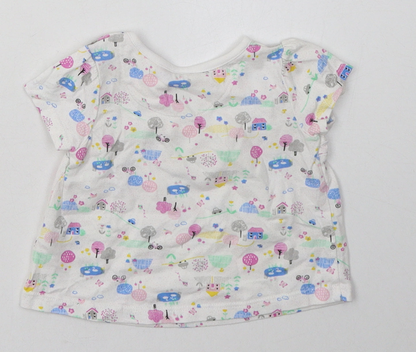 Nutmeg Girls Multicoloured Geometric Cotton Basic Casual Size 3-6 Months Crew Neck Button