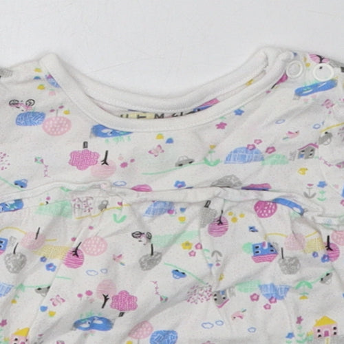 Nutmeg Girls Multicoloured Geometric Cotton Basic Casual Size 3-6 Months Crew Neck Button
