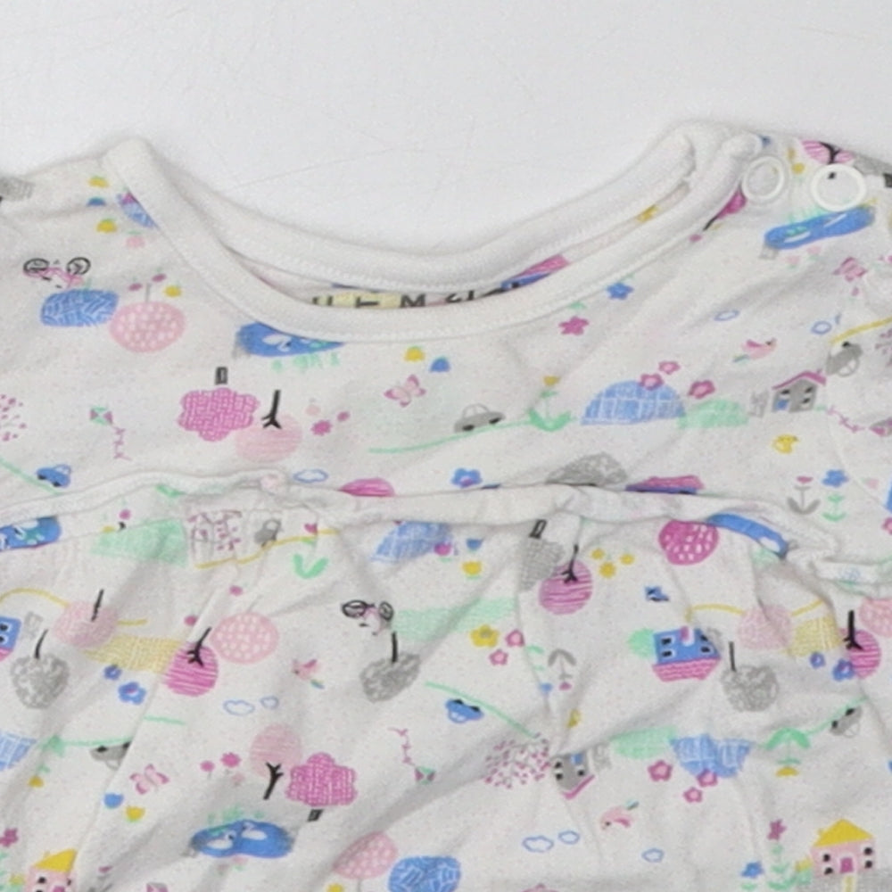 Nutmeg Girls Multicoloured Geometric Cotton Basic Casual Size 3-6 Months Crew Neck Button
