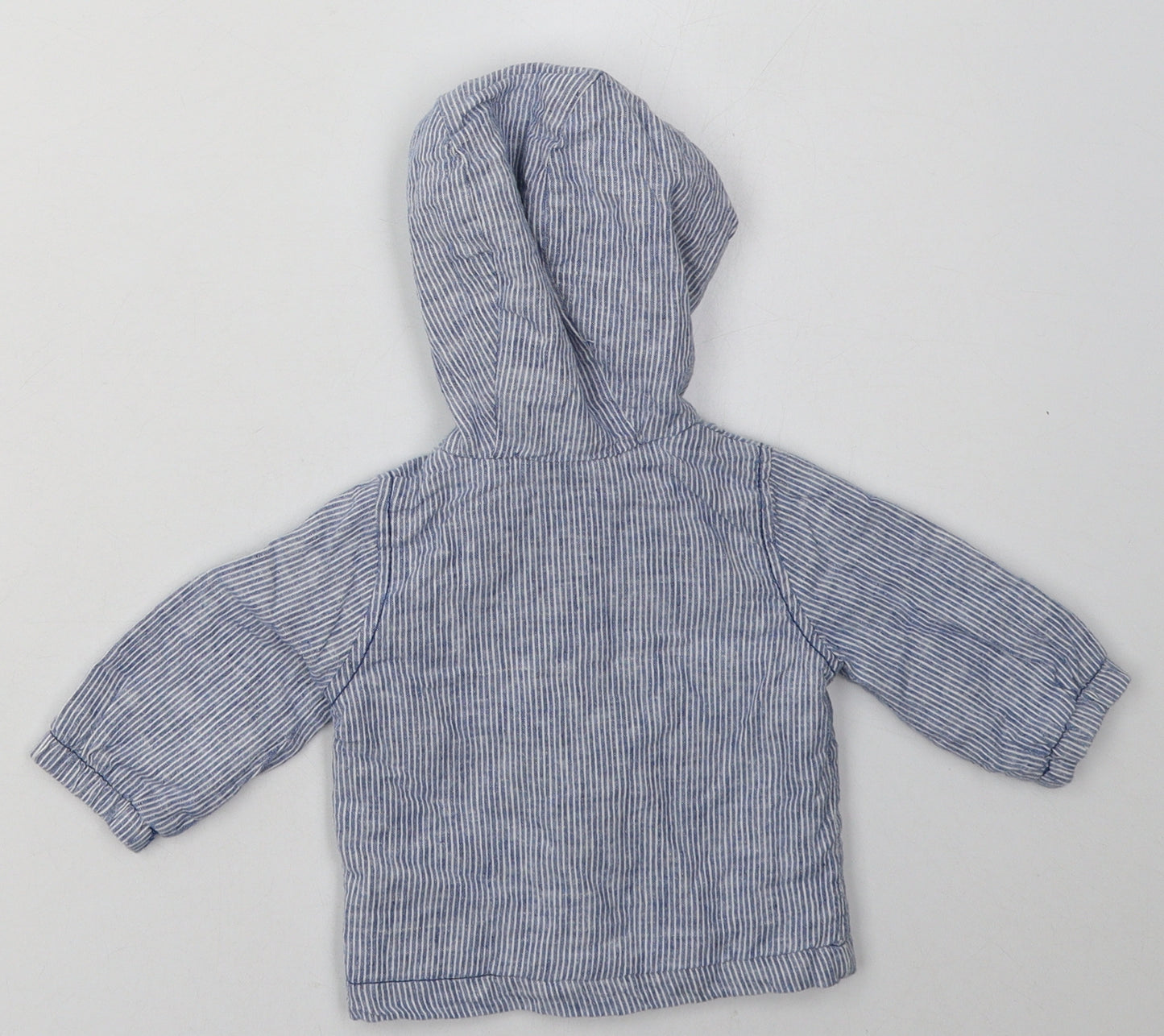 George Boys Blue Striped  Basic Jacket Jacket Size 0-3 Months   Zip
