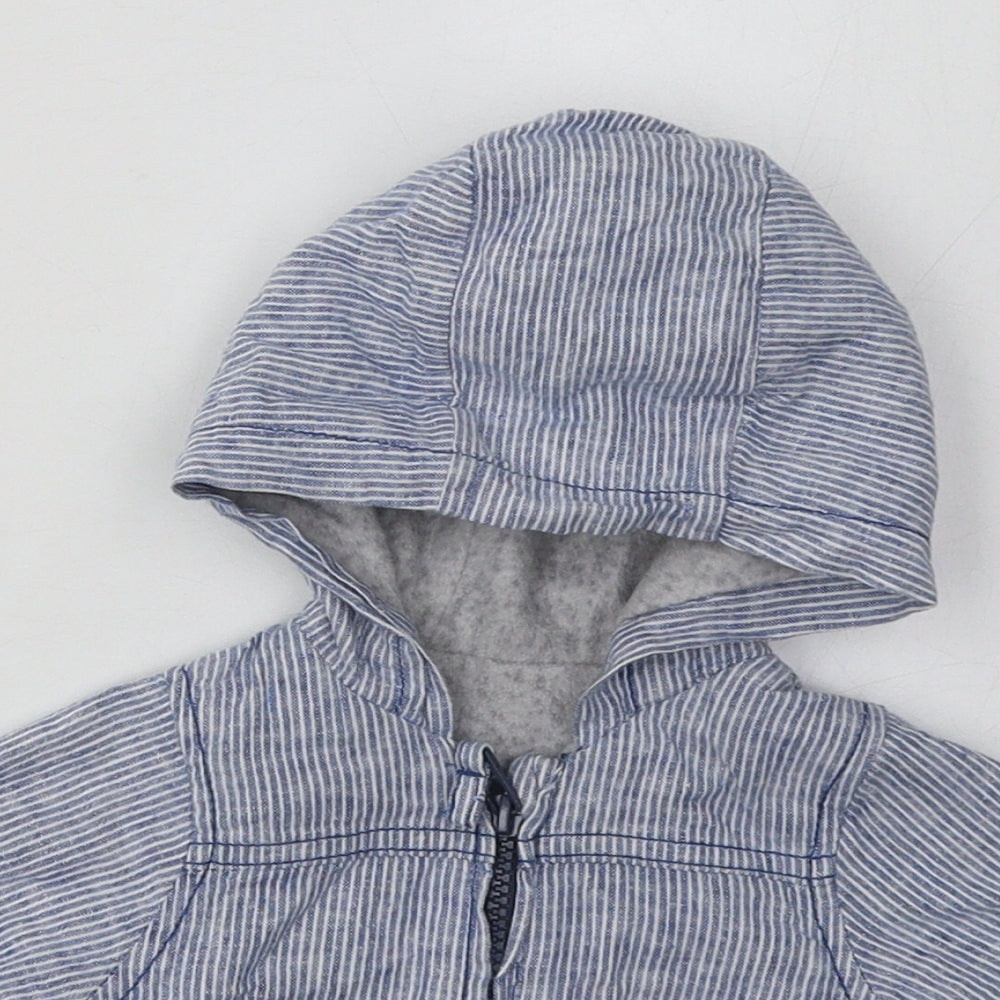 George Boys Blue Striped  Basic Jacket Jacket Size 0-3 Months   Zip