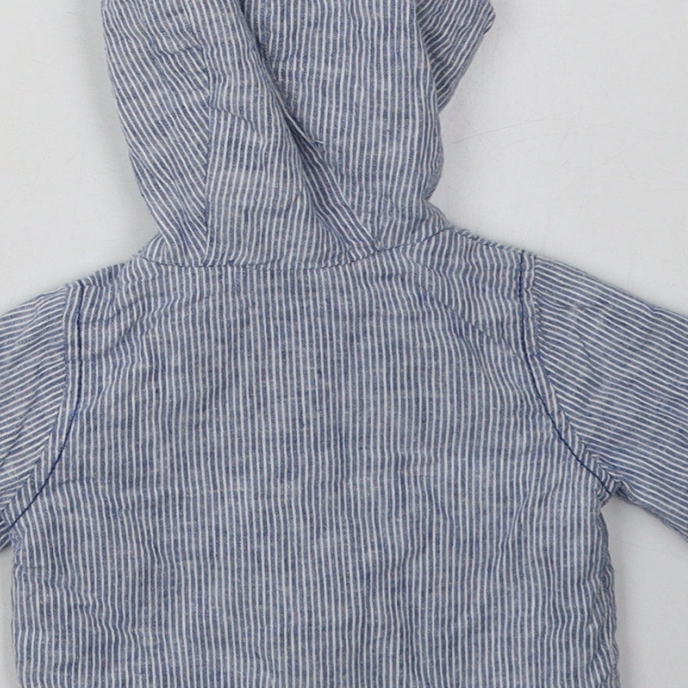 George Boys Blue Striped  Basic Jacket Jacket Size 0-3 Months   Zip