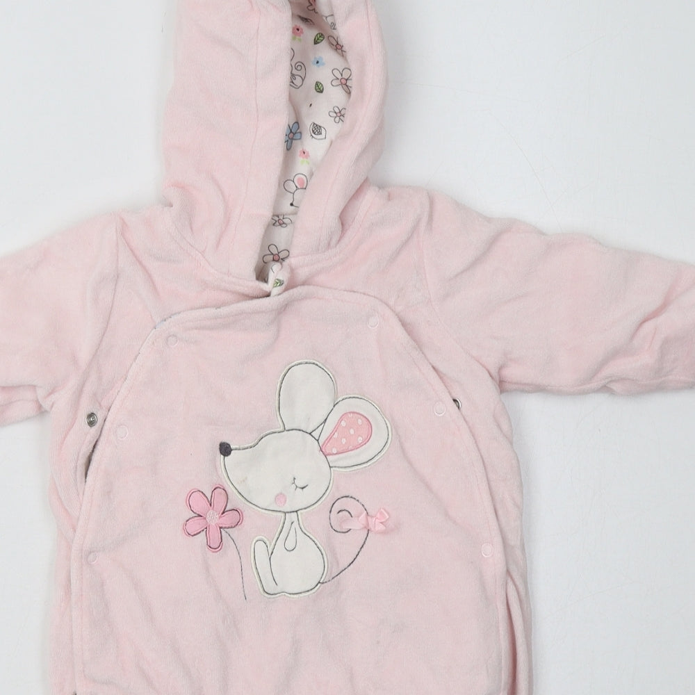 pep&co Girls Pink  Cotton Babygrow One-Piece Size 3-6 Months  Buckle