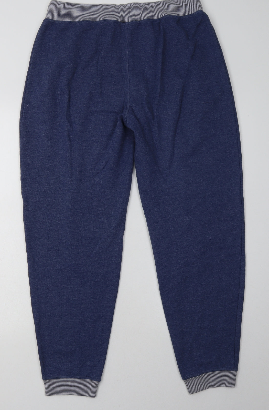 label be Womens Blue Striped Cotton Jogger Trousers Size 14 L30 in Regular