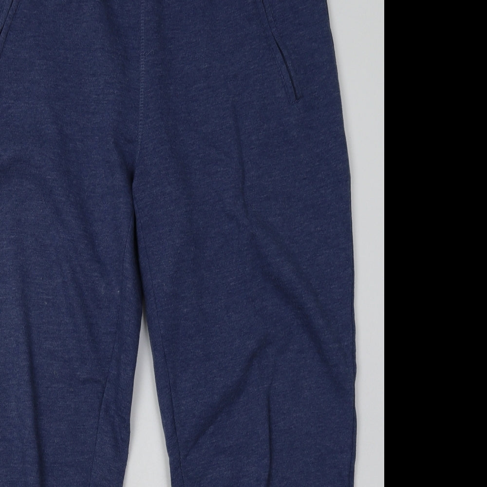 label be Womens Blue Striped Cotton Jogger Trousers Size 14 L30 in Regular
