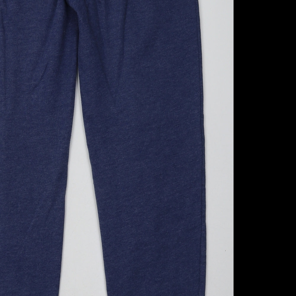 label be Womens Blue Striped Cotton Jogger Trousers Size 14 L30 in Regular
