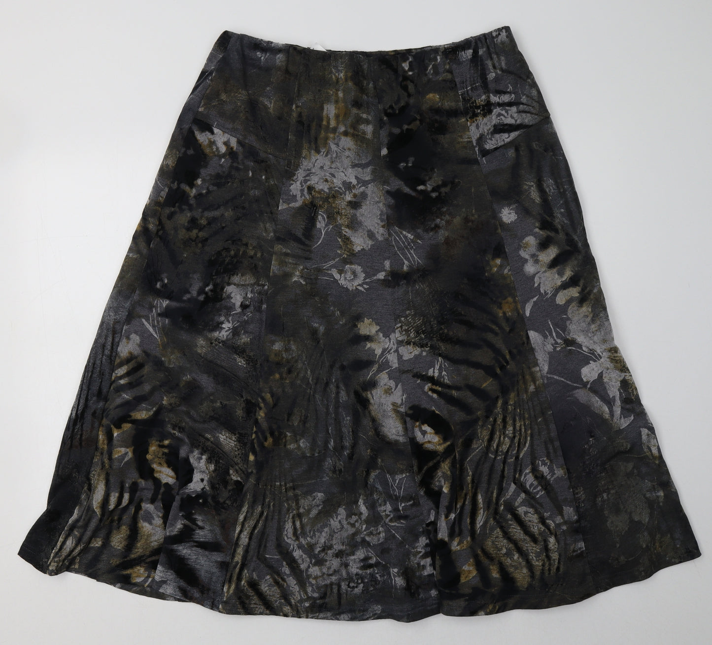 Damart Womens Grey Geometric Polyester A-Line Skirt Size 16