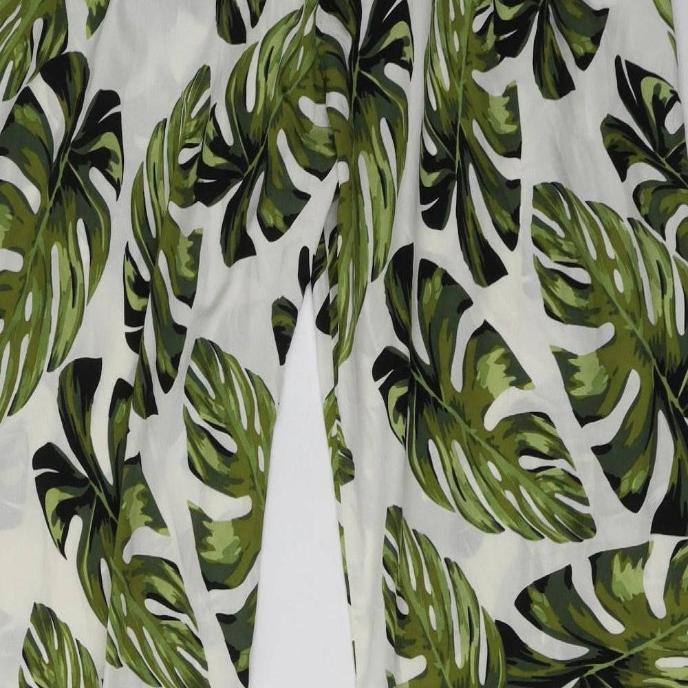 Boohoo Womens Green Geometric Polyester Trousers  Size 16 L34 in Regular