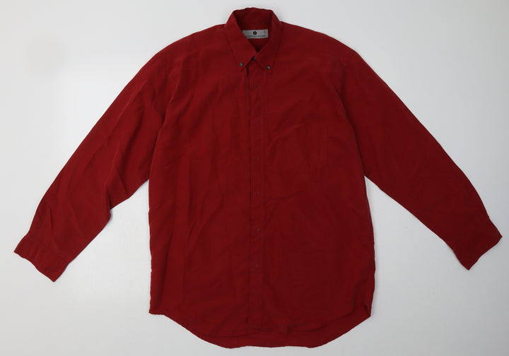 johnathan adams Mens Red  Modal  Button-Up Size S Collared Button
