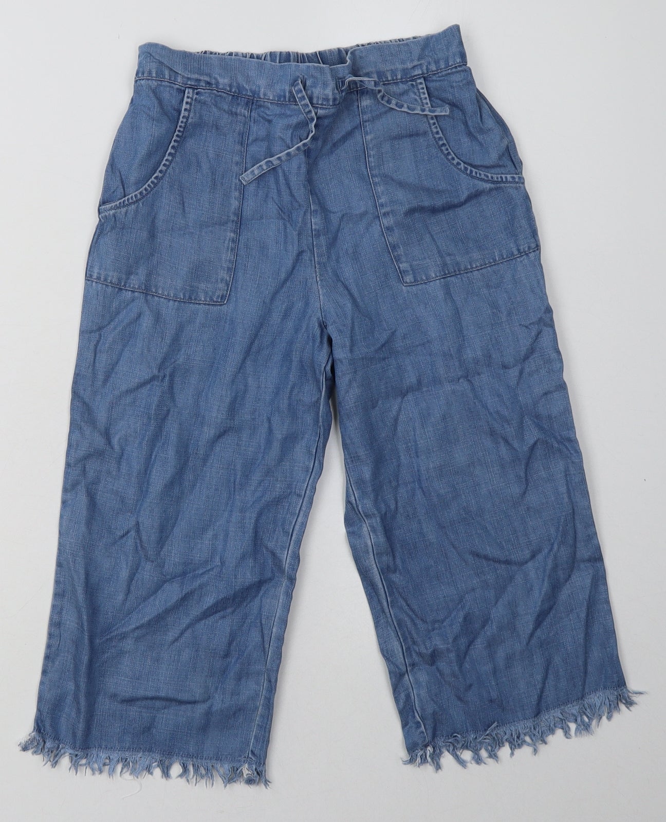 NEXT Girls Blue  Lyocell Capri Trousers Size 9 Months  Regular Tie