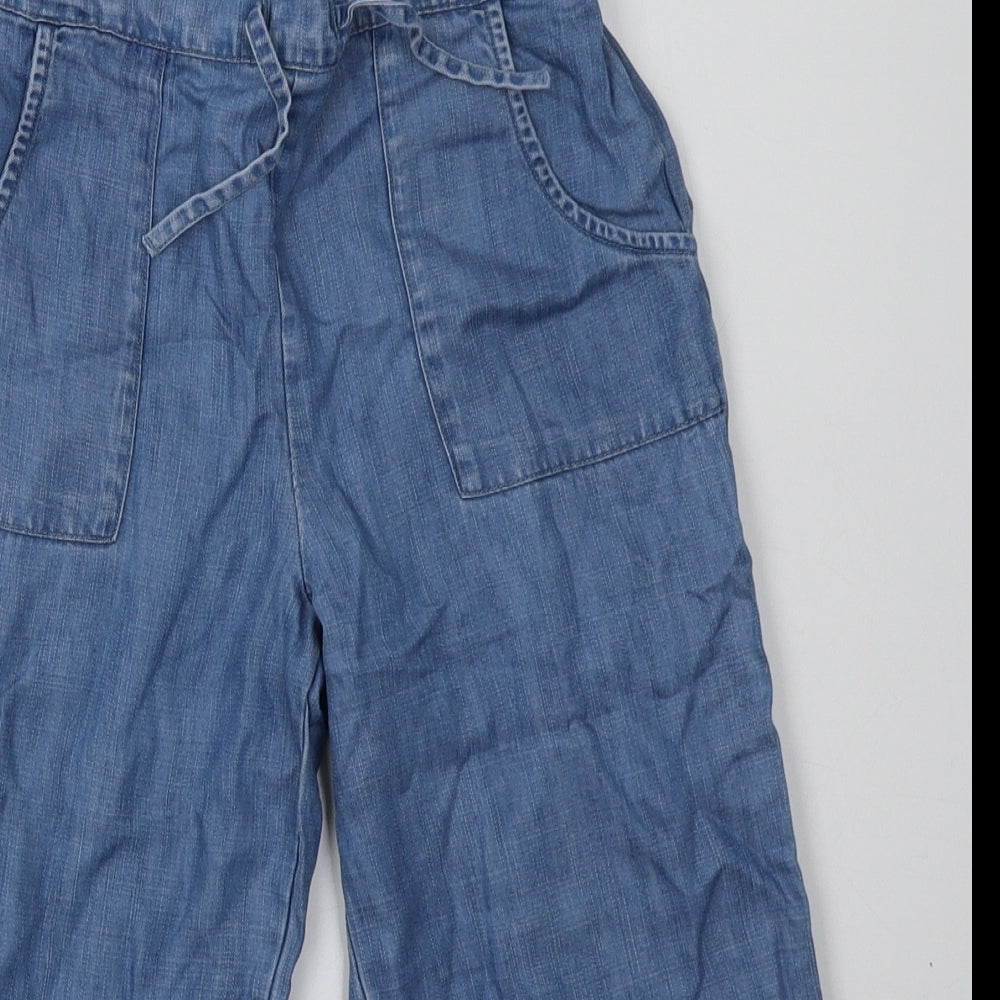 NEXT Girls Blue  Lyocell Capri Trousers Size 9 Months  Regular Tie