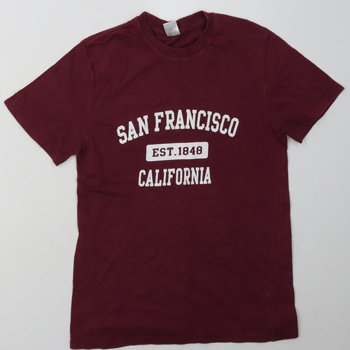 apparel Womens Purple  Cotton Basic T-Shirt Size L Crew Neck - San Francisco