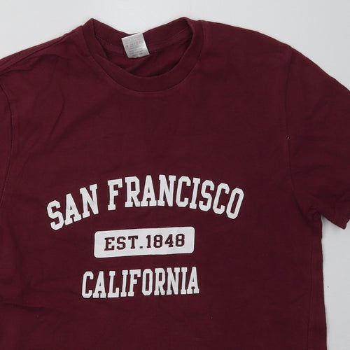 apparel Womens Purple  Cotton Basic T-Shirt Size L Crew Neck - San Francisco