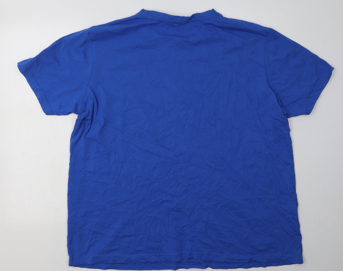 Cotton Traders Mens Blue  Cotton  T-Shirt Size 2XL Crew Neck