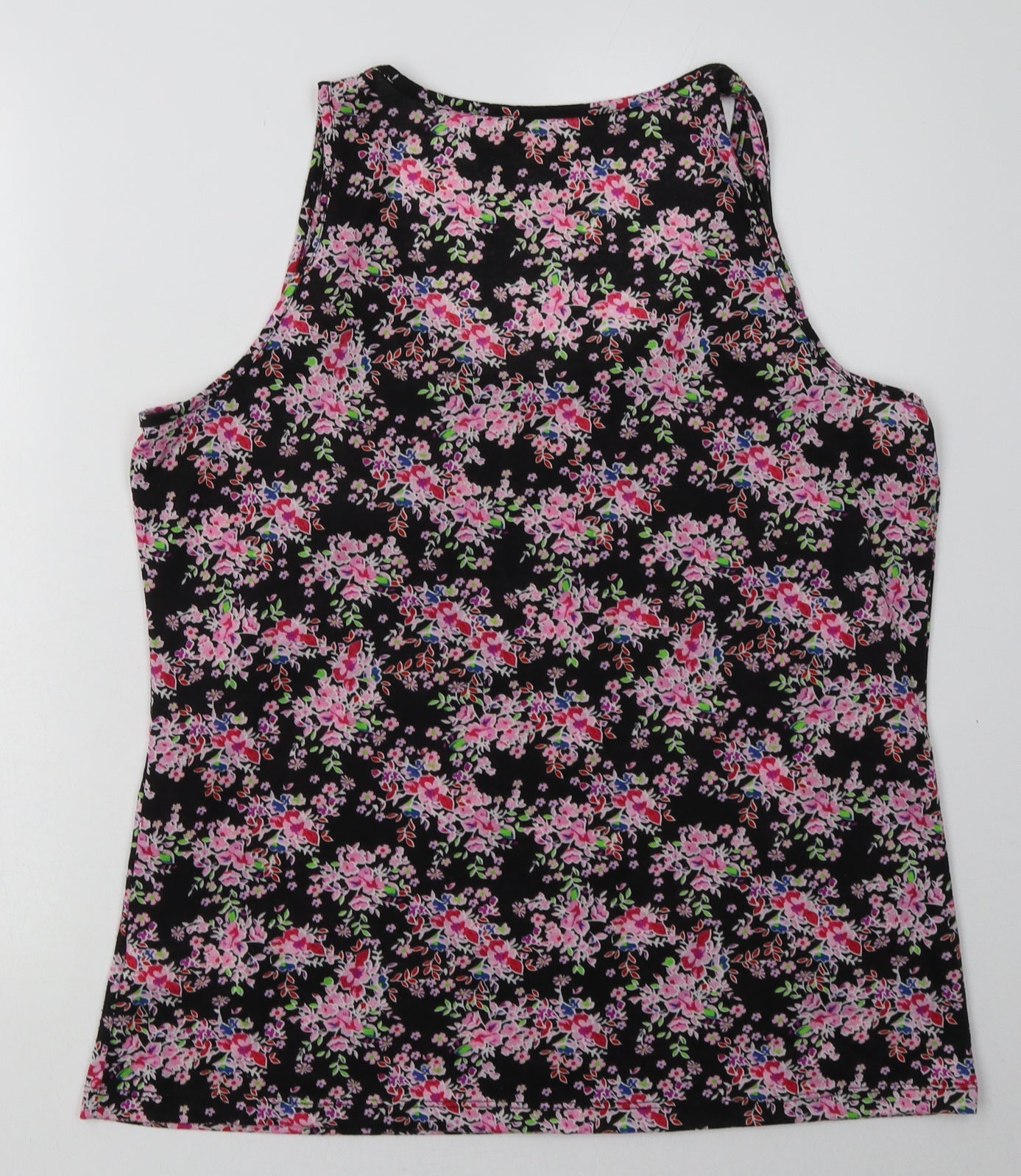 Peacocks Womens Pink Floral Polyester Basic Tank Size 18 Crew Neck