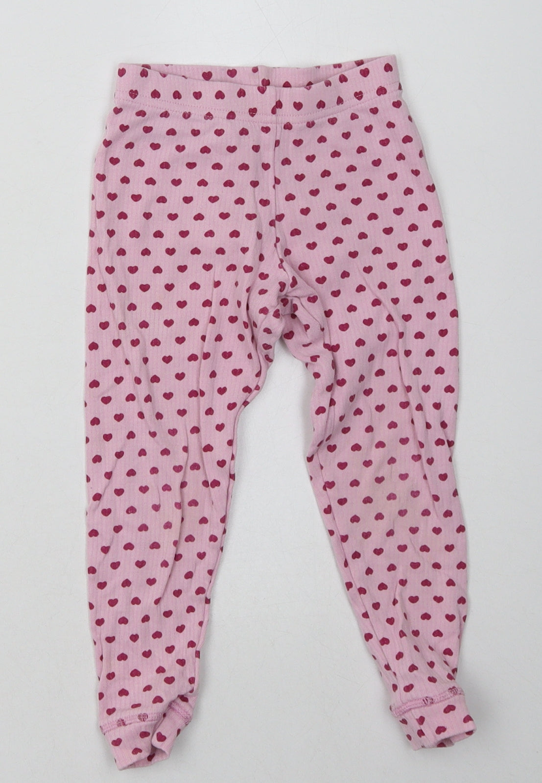 Marks and Spencer Girls Pink Geometric Polyester Capri Trousers Size 3-4 Years  Regular  - Heart Print