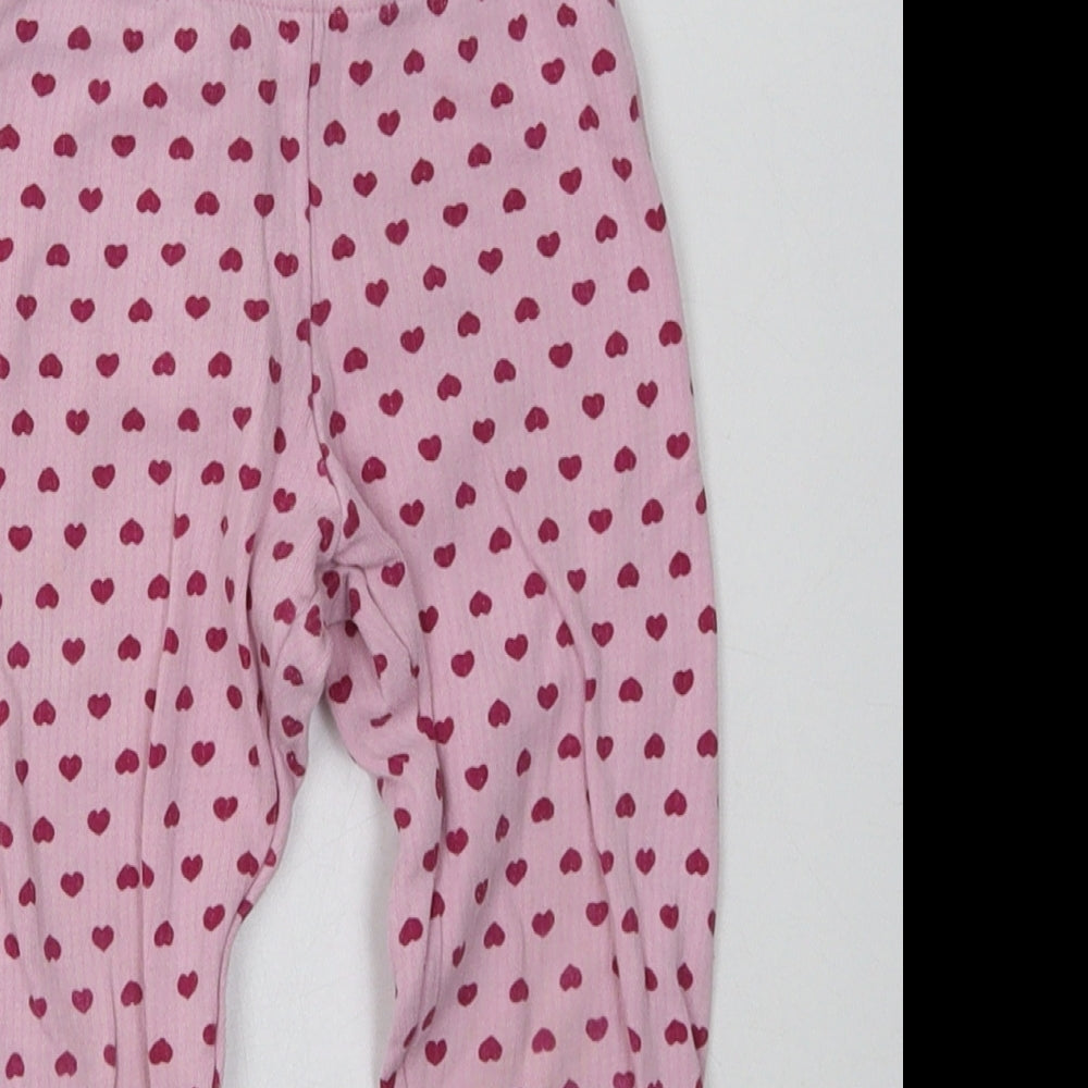 Marks and Spencer Girls Pink Geometric Polyester Capri Trousers Size 3-4 Years  Regular  - Heart Print