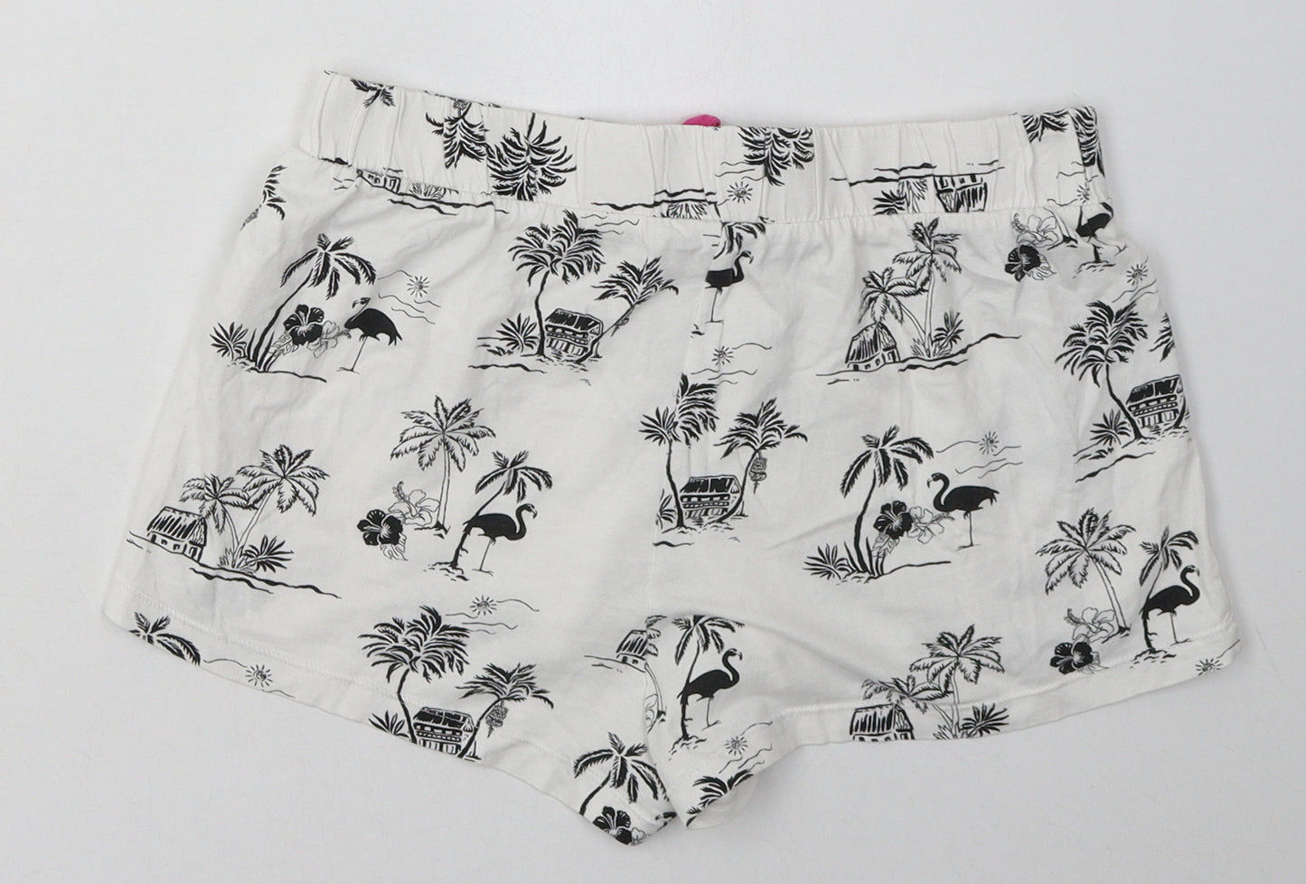 Matalan Womens White Geometric Cotton Cami Sleep Shorts Size S  Tie