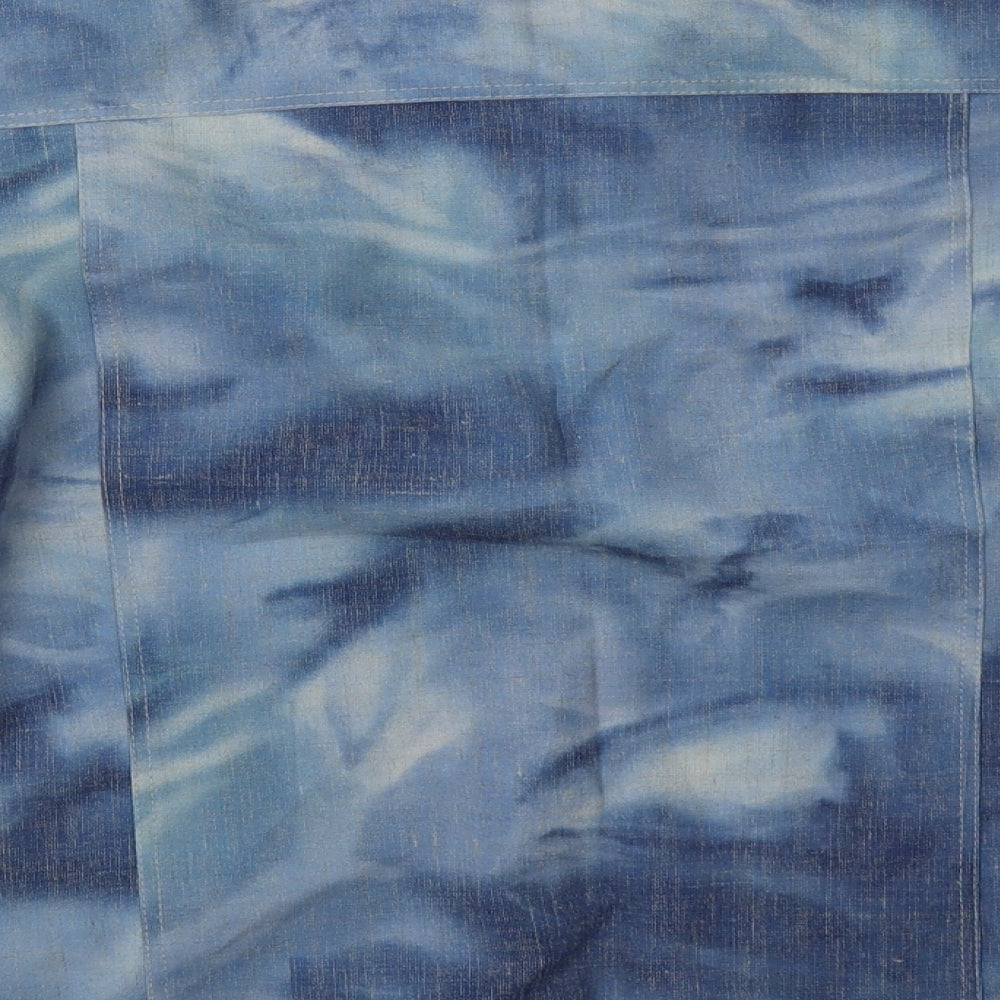 karelia Womens Blue Geometric Polyester Basic Button-Up Size 14 Collared