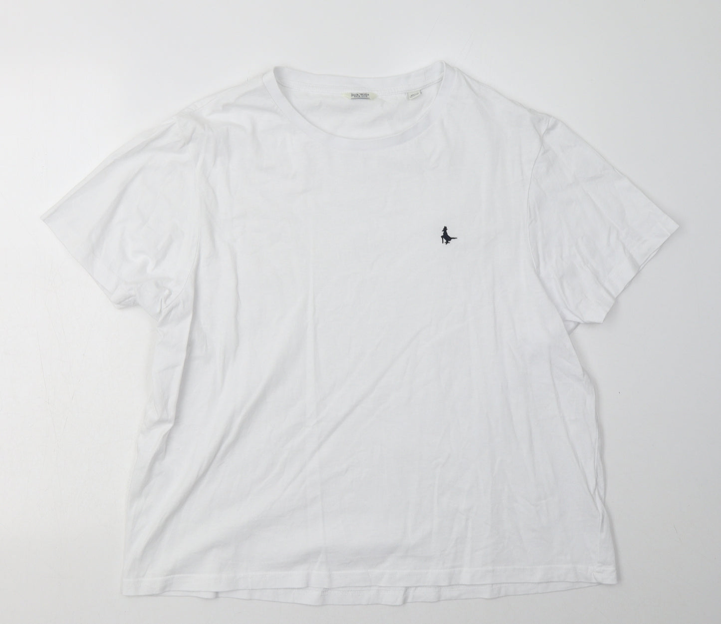 Jack Wills Womens White  Cotton Basic T-Shirt Size 16 Crew Neck