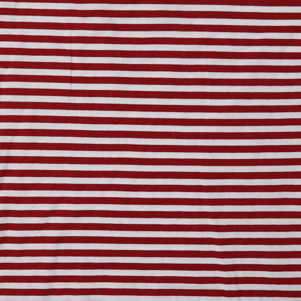 Ralph Lauren Womens Red Striped Cotton Basic T-Shirt Size XL Crew Neck