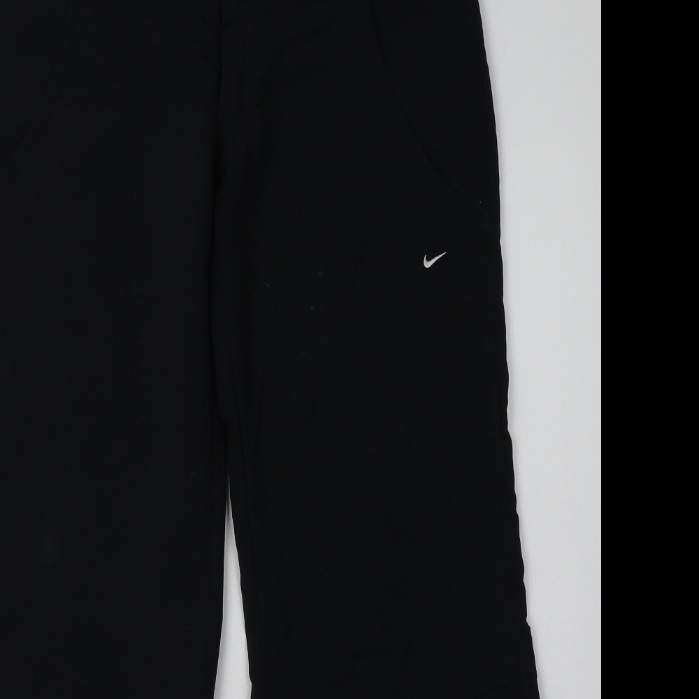 Nike Womens Black  Polyester Jogger Trousers Size 10 L30 in Regular Tie