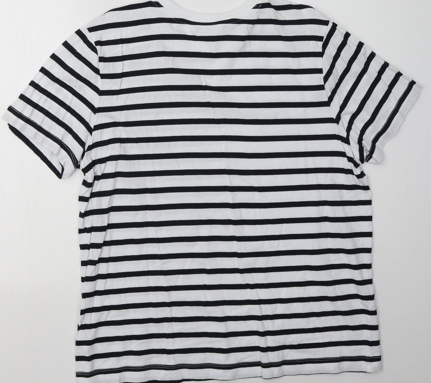 NEXT Womens Blue Striped Cotton Basic T-Shirt Size 16 Crew Neck