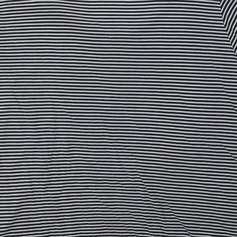 Marks and Spencer Womens Blue Striped Lyocell Basic T-Shirt Size 14 Crew Neck