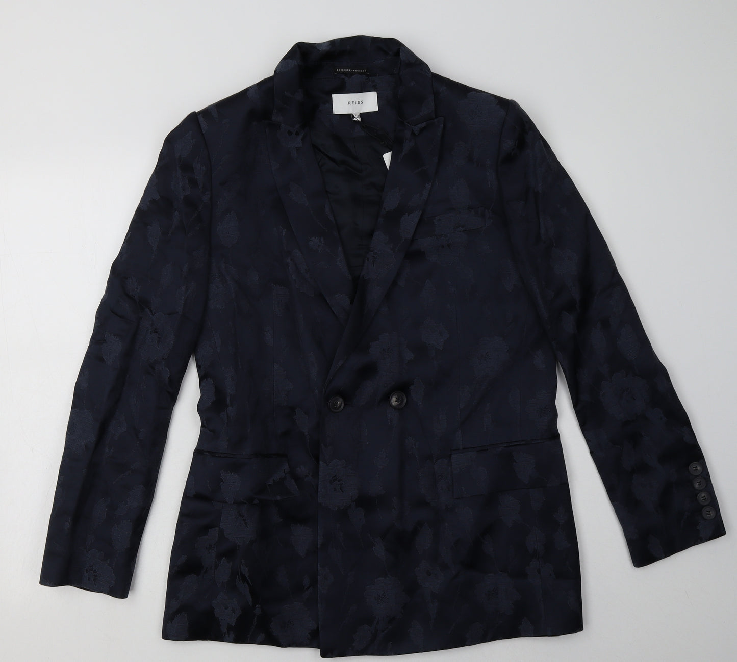 Reiss Womens Blue Geometric  Jacket Blazer Size 14  Button