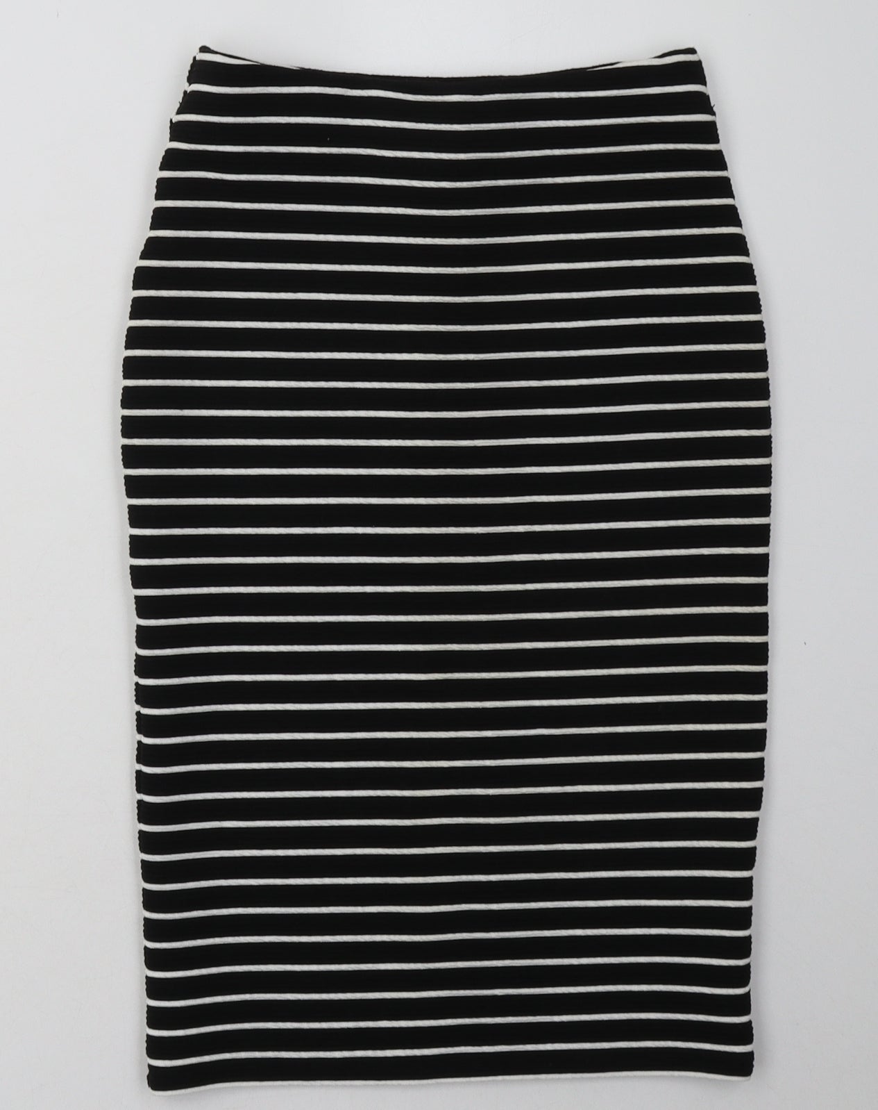 New Look Womens Black Striped Polyester A-Line Skirt Size 10