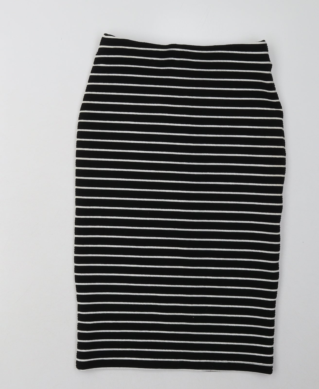 New Look Womens Black Striped Polyester A-Line Skirt Size 10
