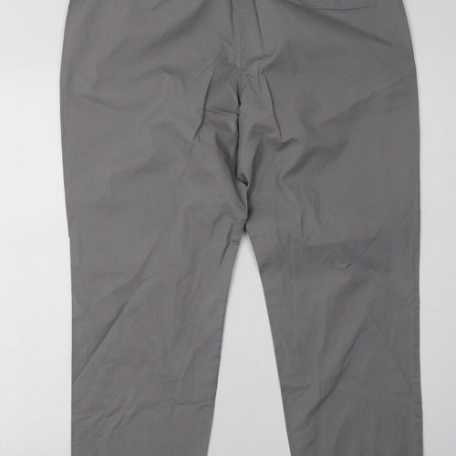 NEXT Womens Grey  Cotton Capri Trousers Size 14 L30 in Regular Button