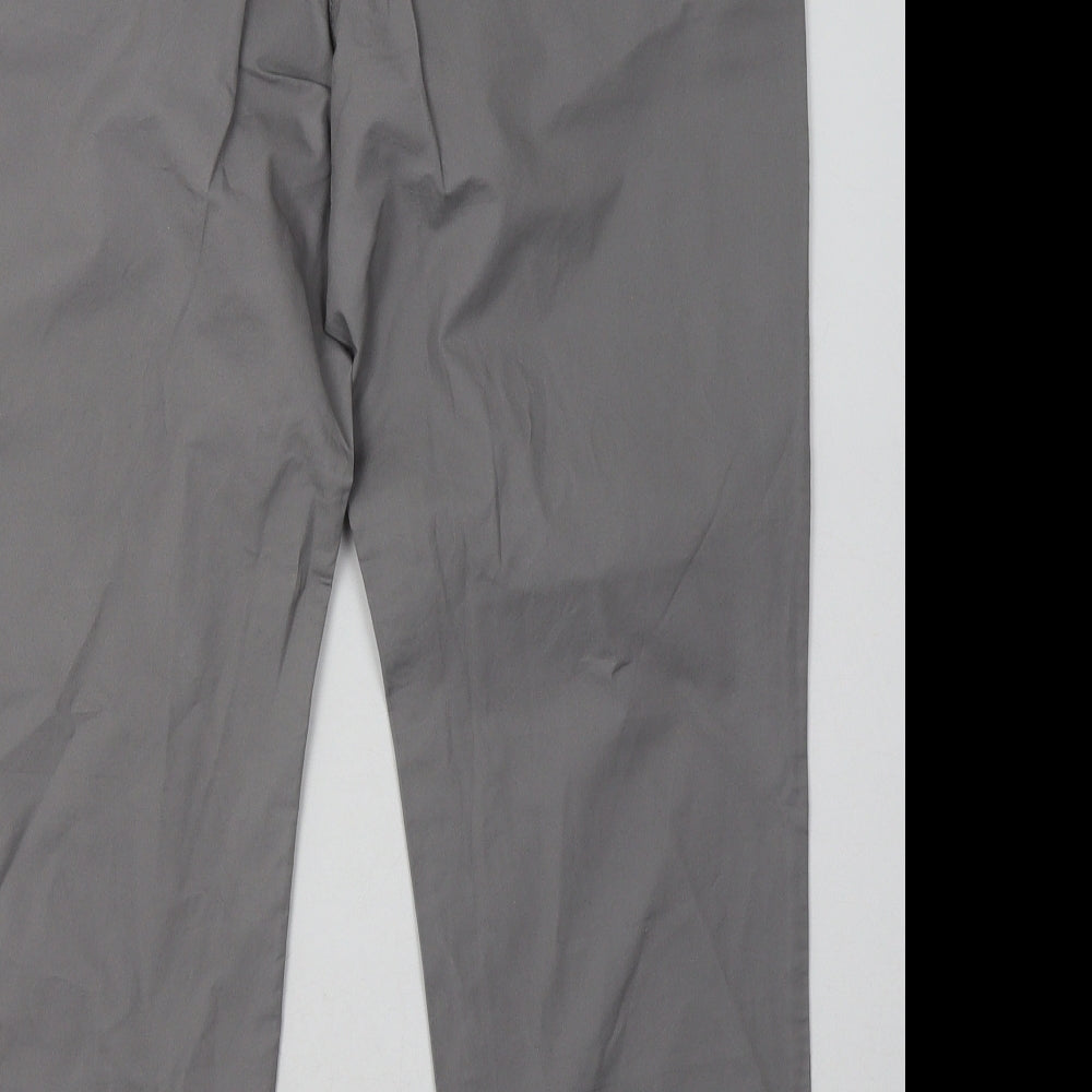 NEXT Womens Grey  Cotton Capri Trousers Size 14 L30 in Regular Button