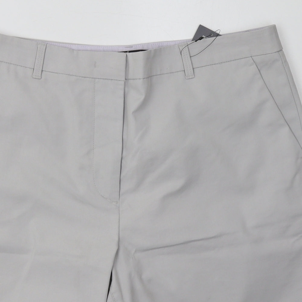 Marks and Spencer Womens Grey  Cotton Bermuda Shorts Size 14 L12 in Regular Button