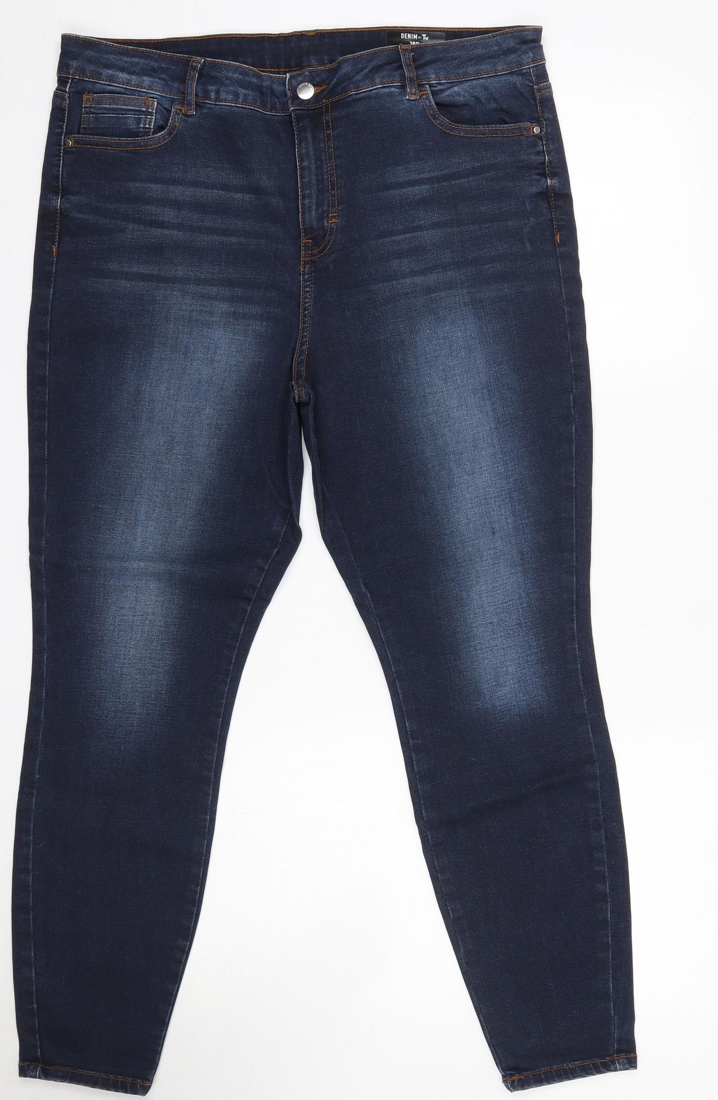 TU Womens Blue  Cotton Skinny Jeans Size 18 L27 in Regular