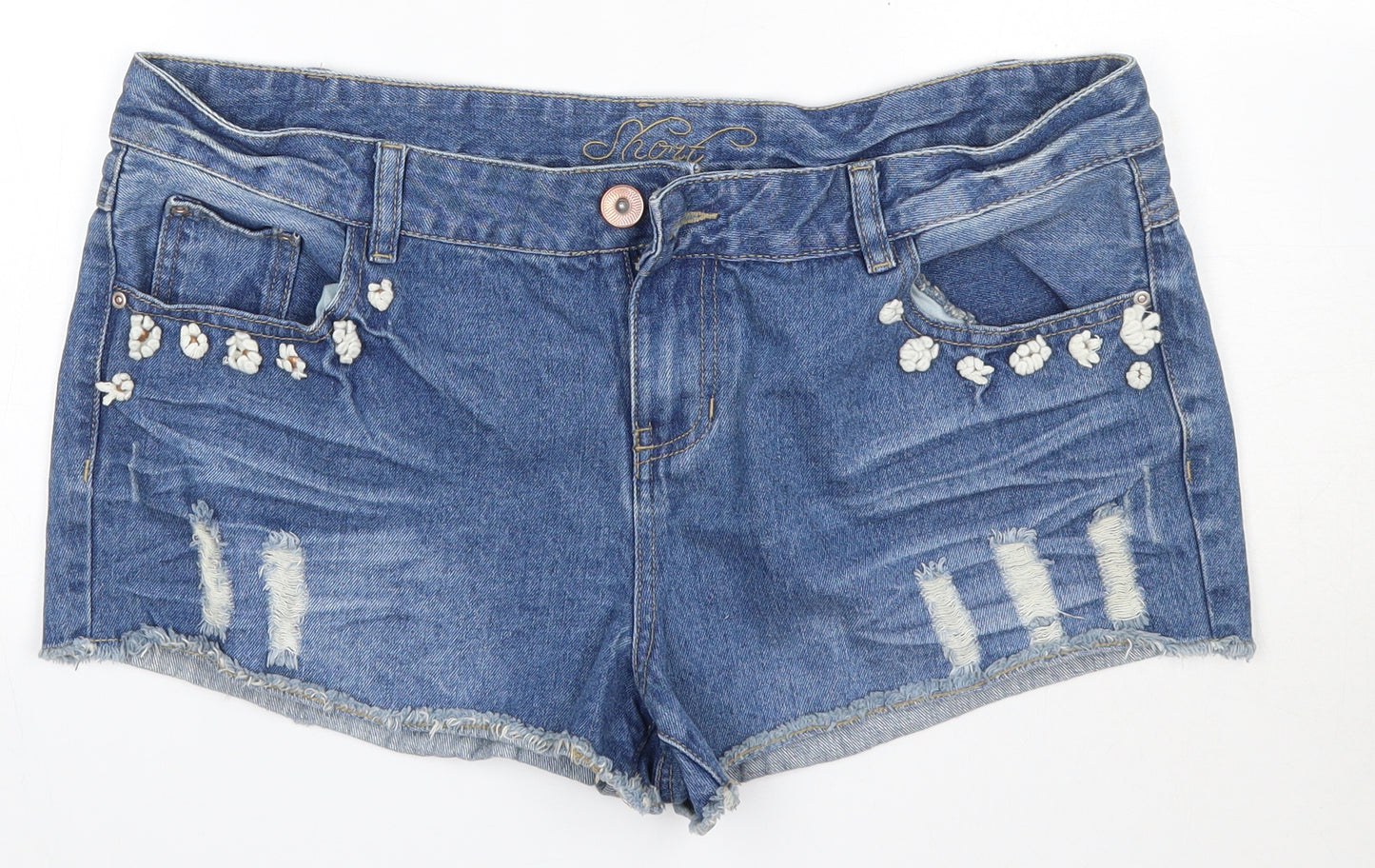 George Womens Blue  100% Cotton Boyfriend Shorts Size 16  Regular