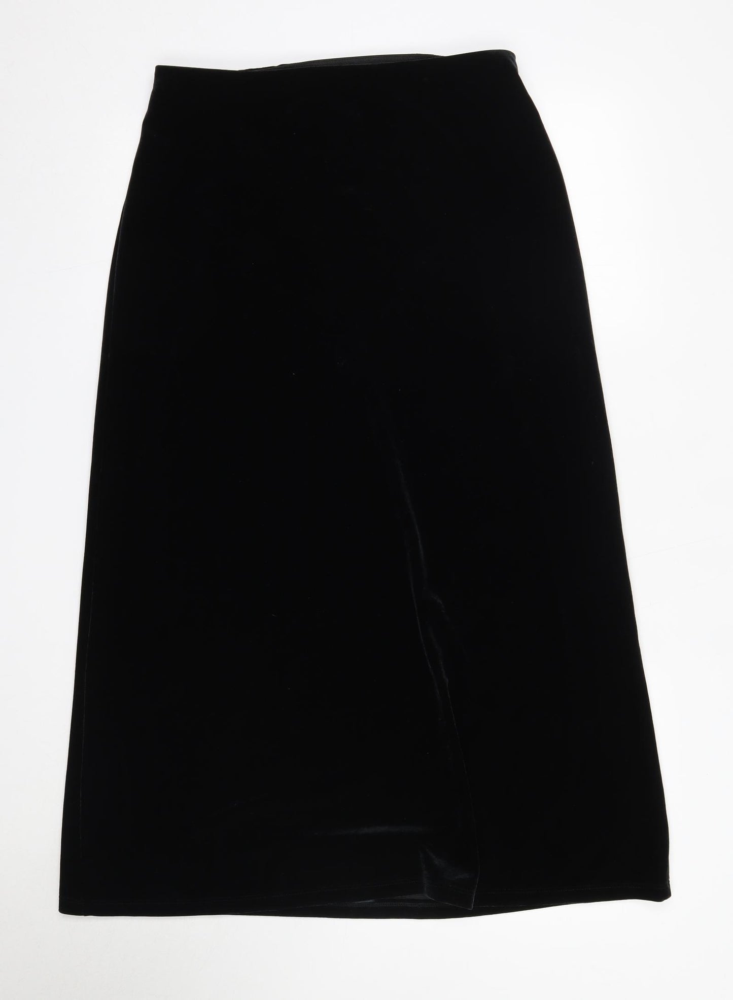 M&S Womens Black  Polyester A-Line Skirt Size 14    - Velvet