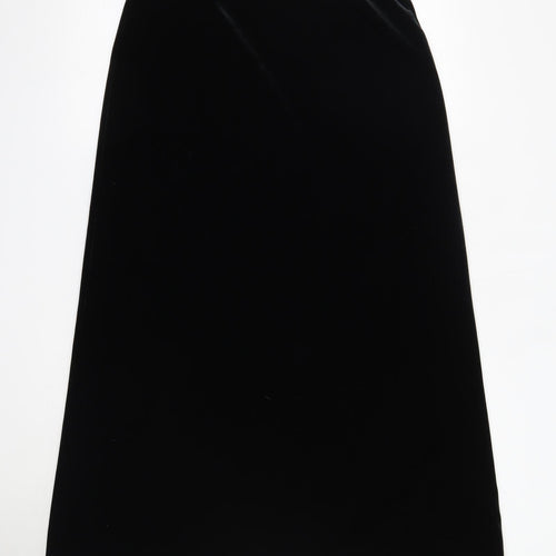 M&S Womens Black  Polyester A-Line Skirt Size 14    - Velvet