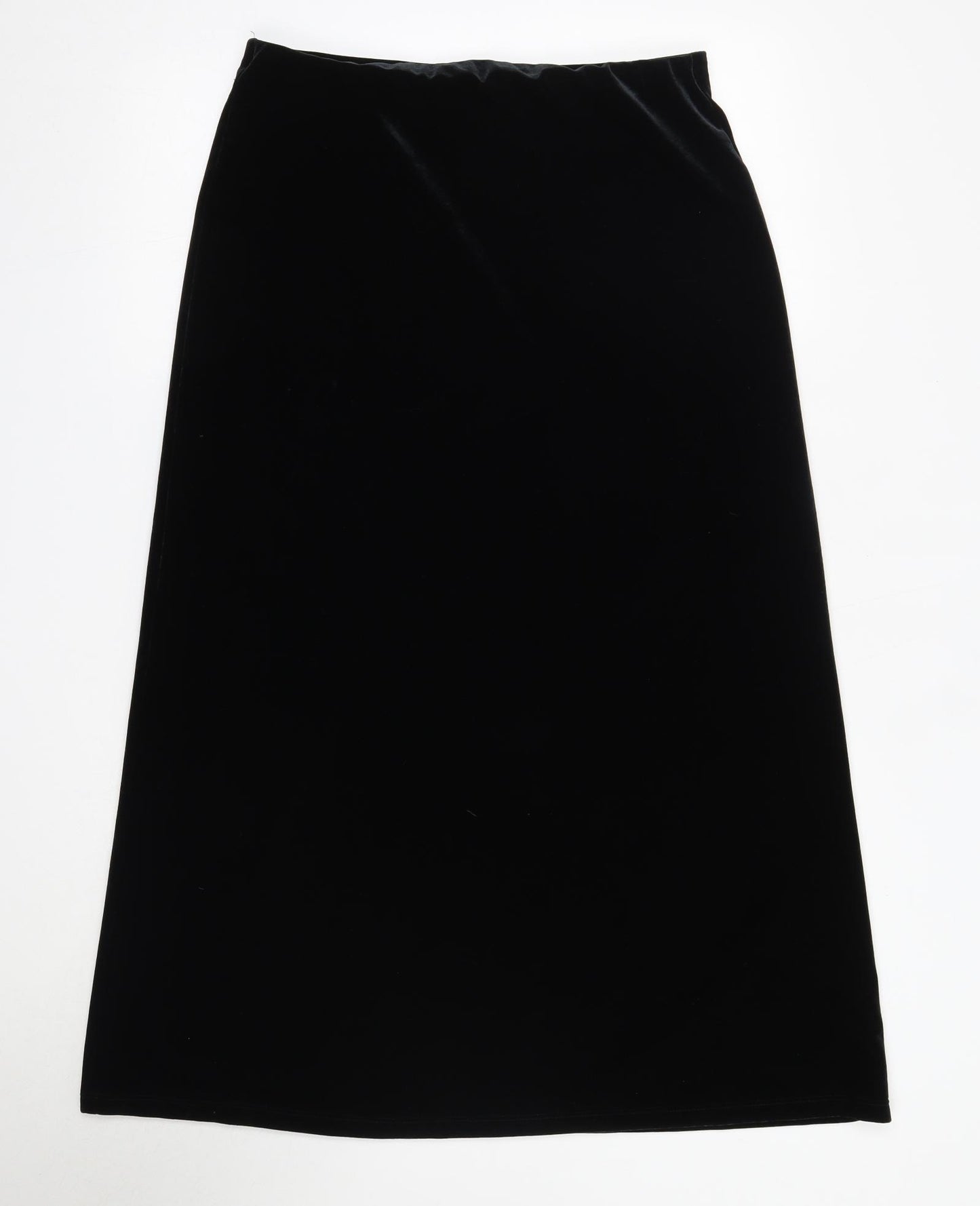 M&S Womens Black  Polyester A-Line Skirt Size 14    - Velvet