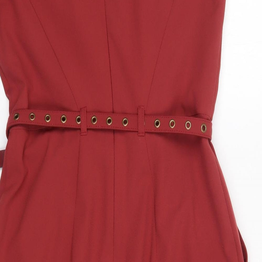 M&S Womens Red  Polyester Pencil Dress  Size 12  Round Neck