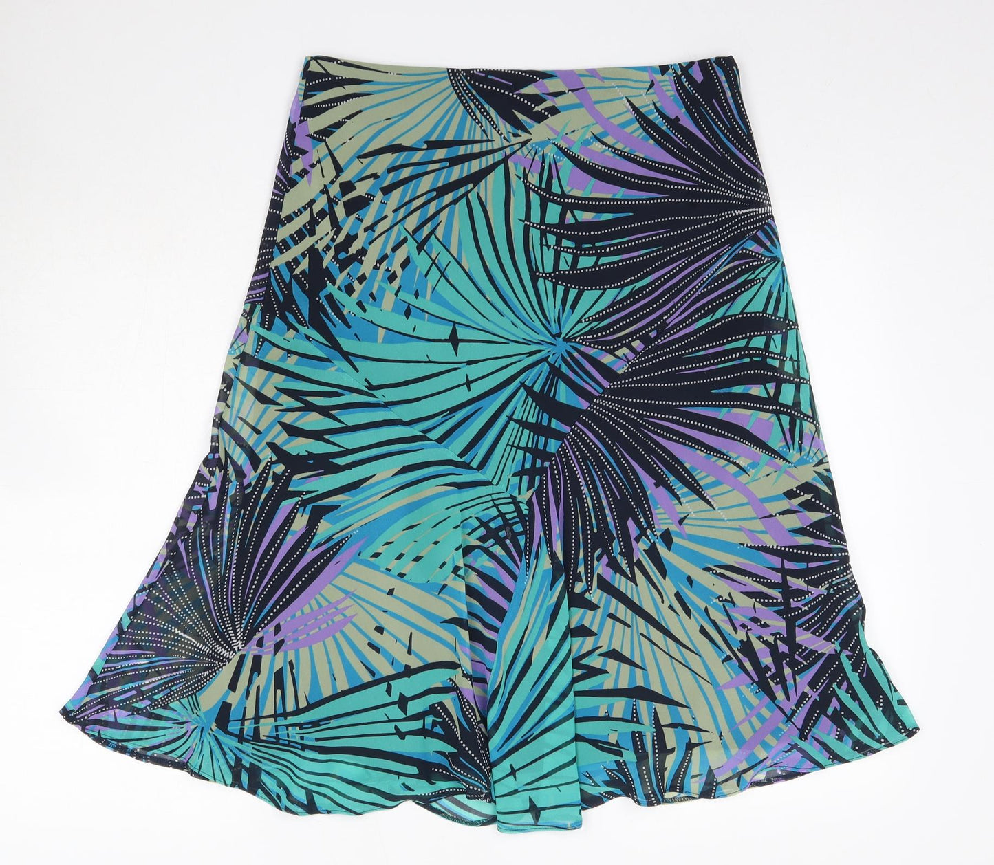 M&S Womens Multicoloured Floral Polyester A-Line Skirt Size 14