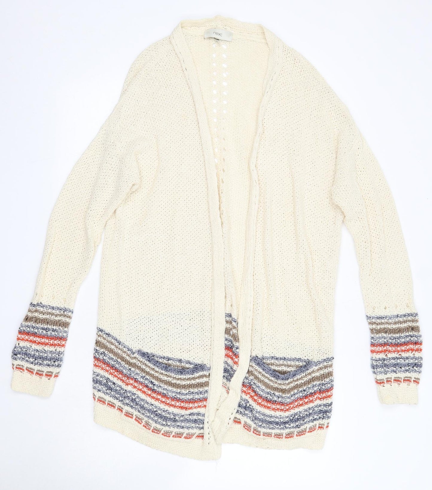 NEXT Womens Ivory V-Neck  Cotton Cardigan Jumper Size 12