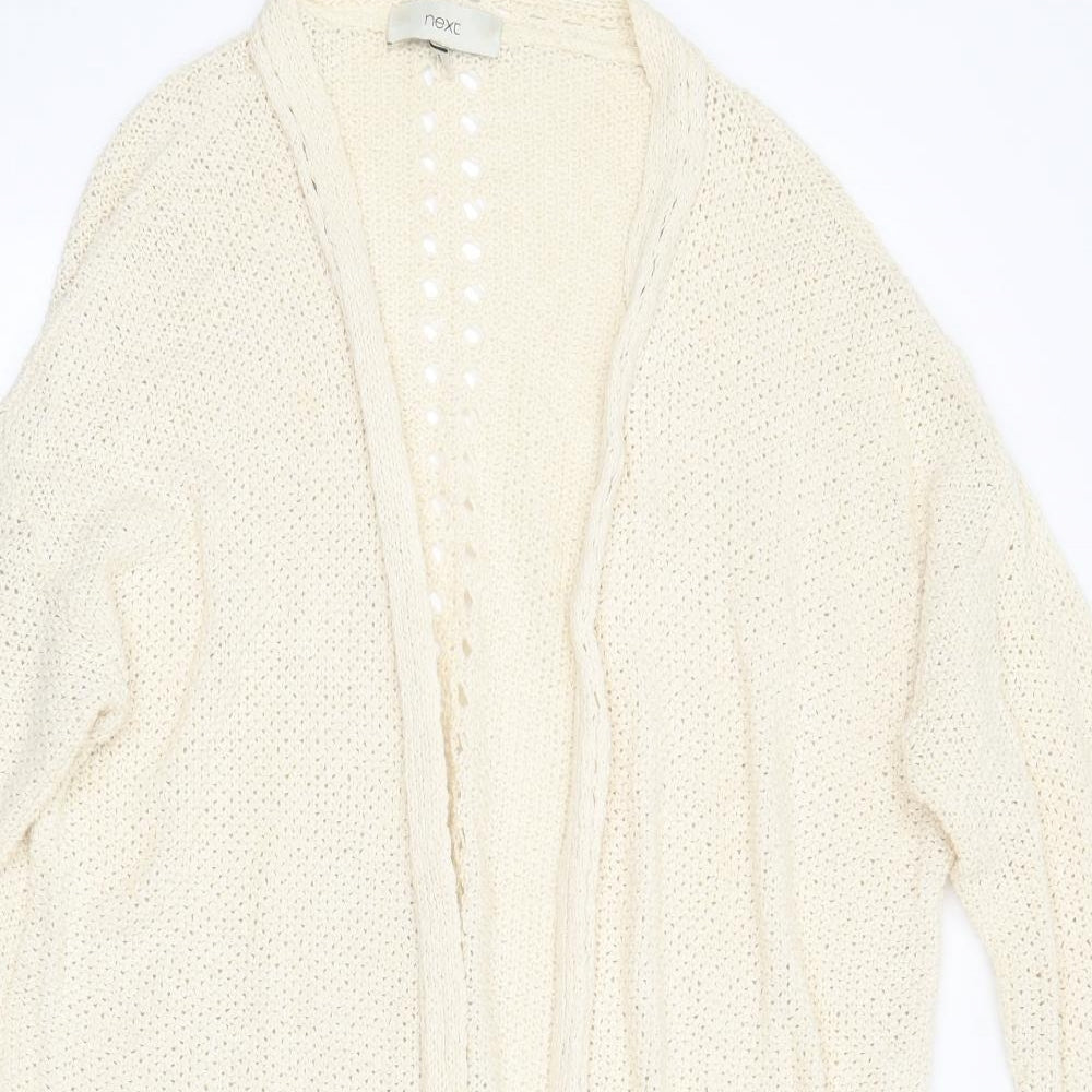 NEXT Womens Ivory V-Neck  Cotton Cardigan Jumper Size 12
