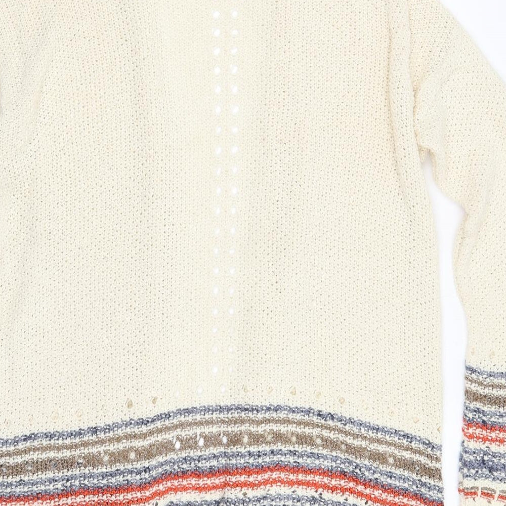 NEXT Womens Ivory V-Neck  Cotton Cardigan Jumper Size 12