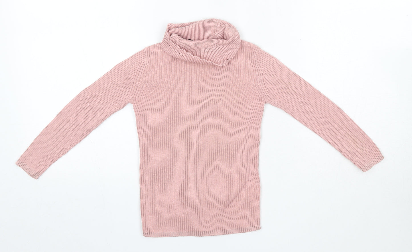 George Girls Pink High Neck  100% Cotton Pullover Jumper Size 3-4 Years
