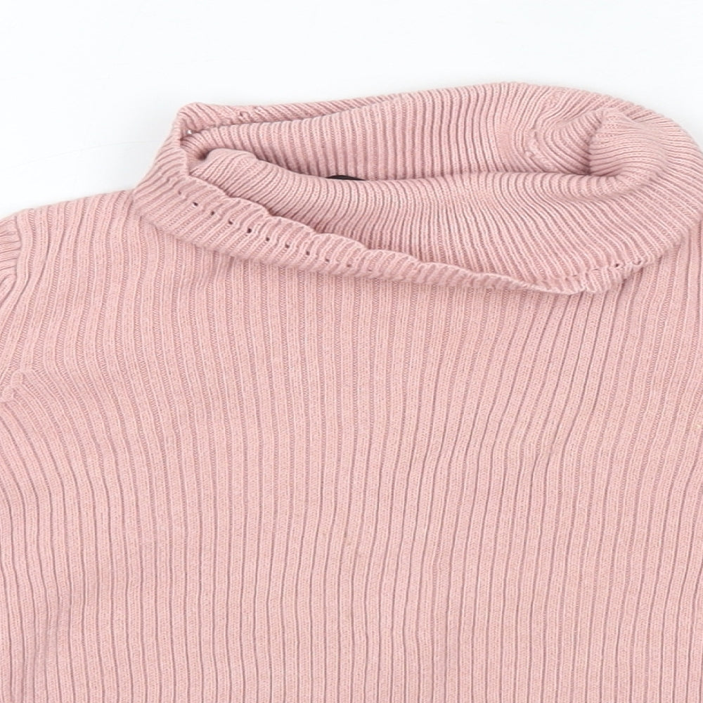 George Girls Pink High Neck  100% Cotton Pullover Jumper Size 3-4 Years