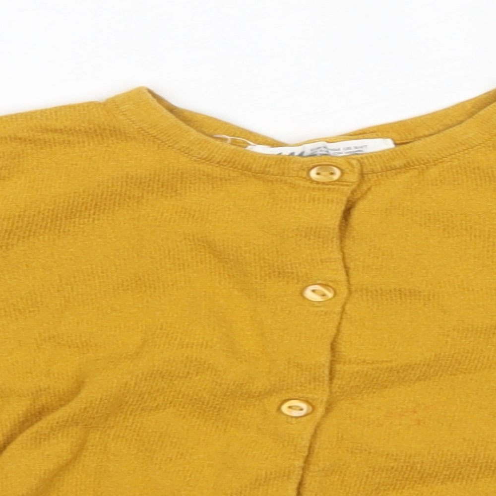 H&M Girls Yellow Round Neck  100% Cotton Cardigan Jumper Size 3-4 Years